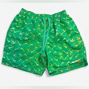 Nike Swim Green and Yellow Patterned Shorts